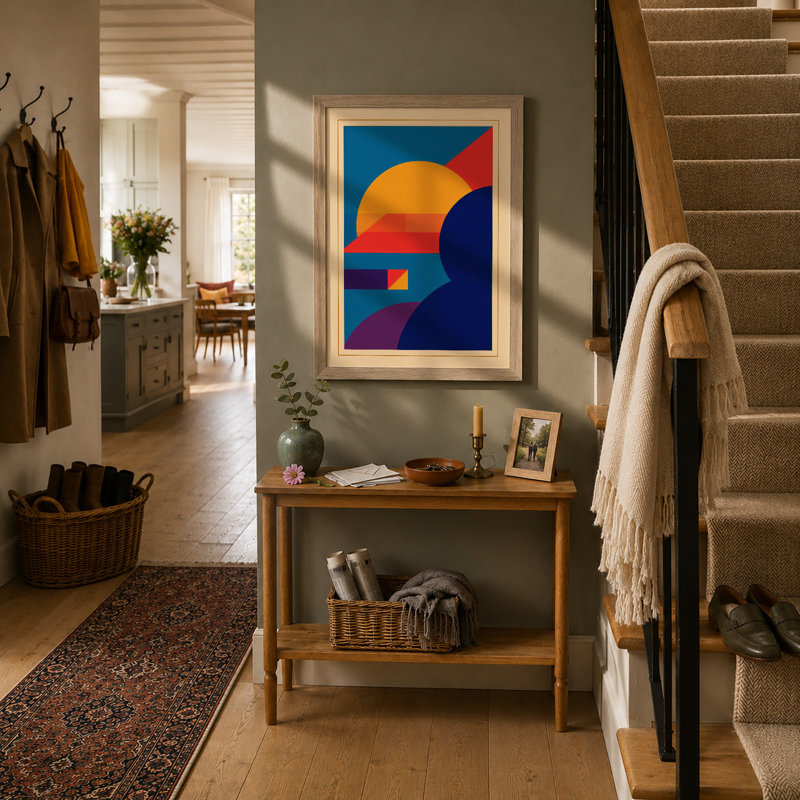 Geometric Sunset Art Deco - Framed Print, Oak, A3 - 42.0 x 29.7 cm