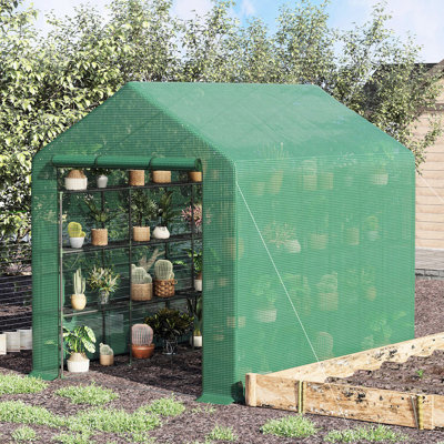 Serre pour plantes d'extérieur avec cadre robuste - 18 tablettes, protection en métal contre les dommages causés par le soleil, éléments résistants