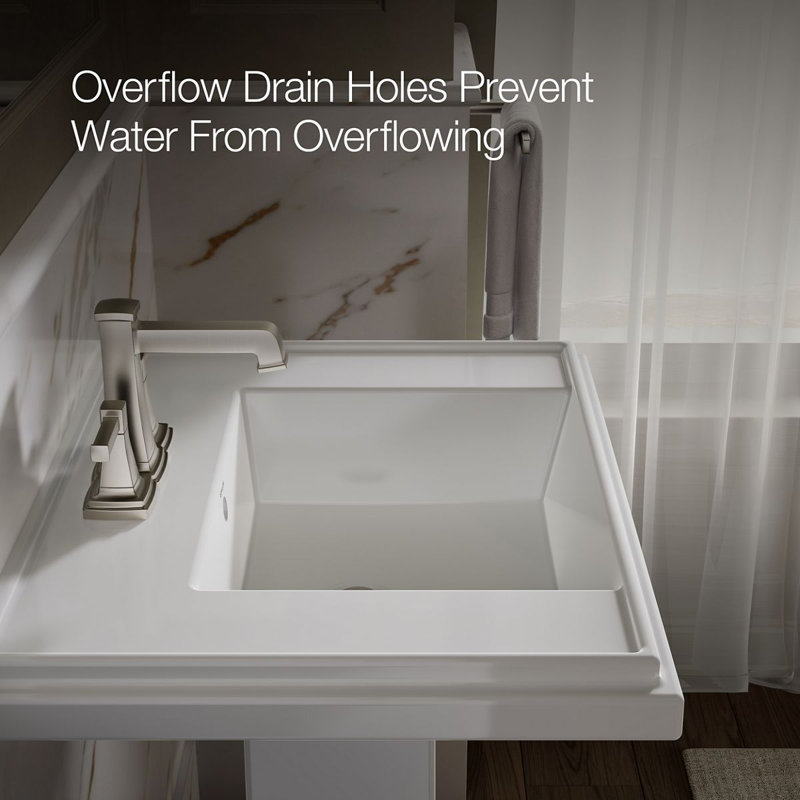 Tresham® Ceramic 24" Pedestal Bathroom Sink with Overflow, Centerset Faucet, White