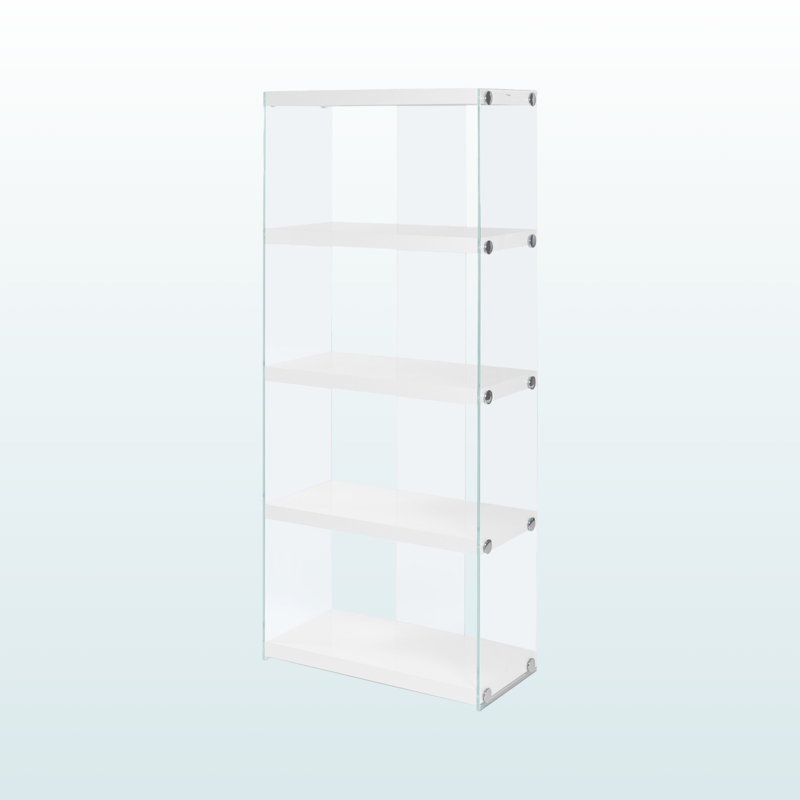 Bibliothèque à 5 niveaux Caprice avec 4 tablettes en verre / blanc, H 58,58 po x l 23,85 po x P 11,72 po Caprice