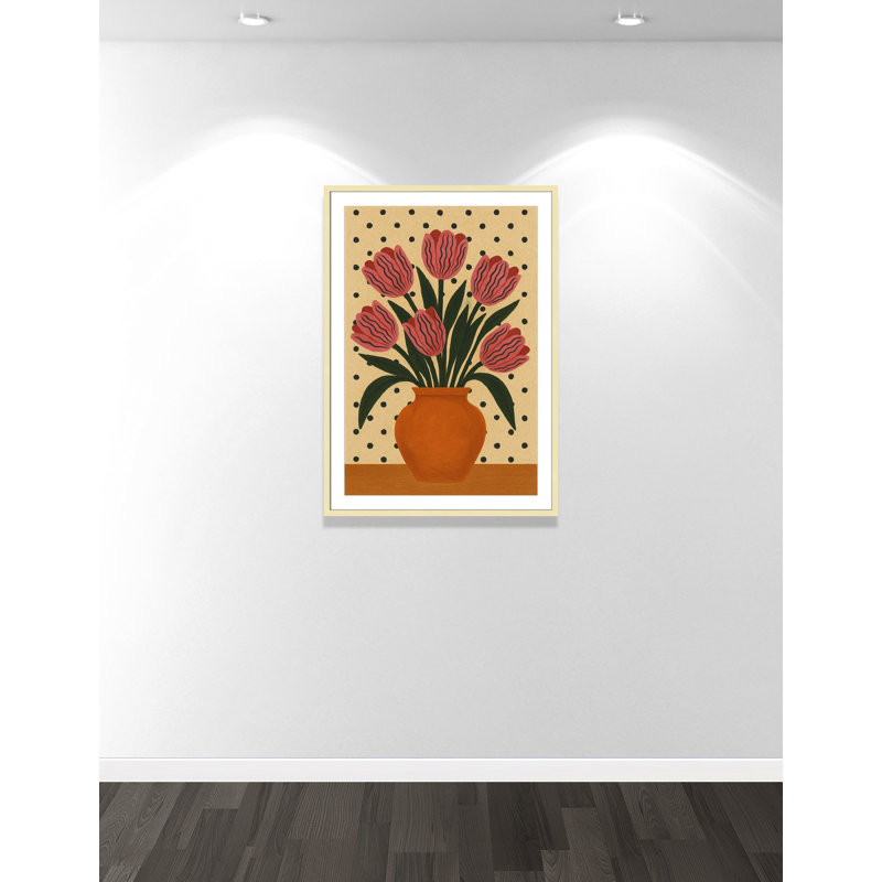 Imprimé de fleurs en pot par Barsrsind, L 29,5 po x H 41,5 po, Imprimé mat, Matte Gold