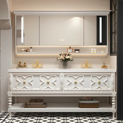 French-style retro double-basin bathroom cabinet