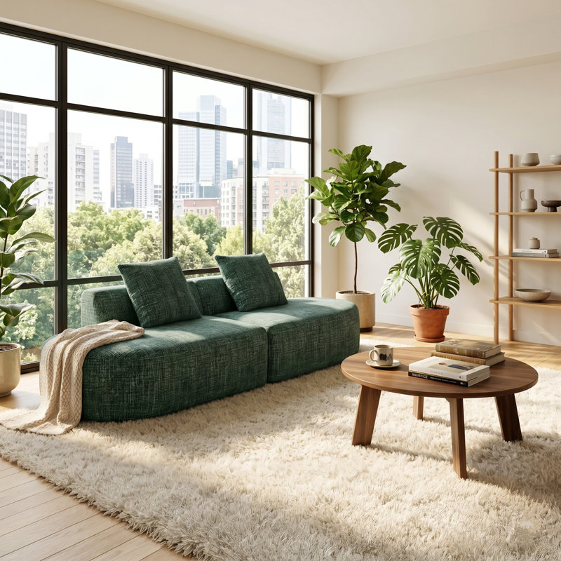 Canapé 105,5 po en chenille moderne de style minimaliste et confortable pour un appartement de salon, aucun assemblage requis