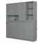 Lit escamotable simple simple avec armoire supérieure et tablettes, lit pliable peu encombrant avec lumière et USB, gris-1482102434