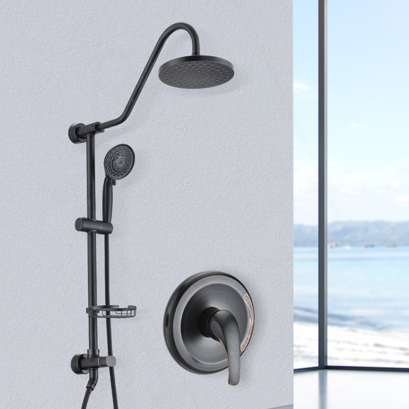 Shower Head With Handheld Shower System With 8" Rain Shower Head (Rough-In Valve Included), Oil-Rubbed Bronze