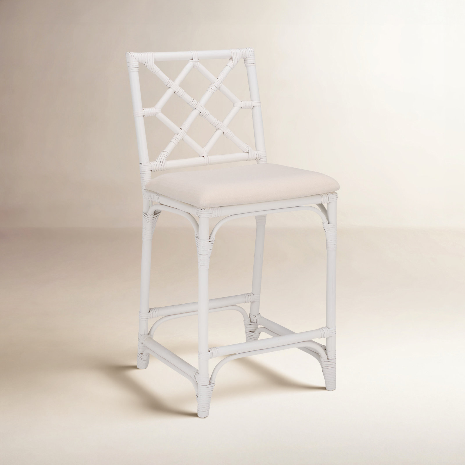 Peoria Barstool with Cushion, White