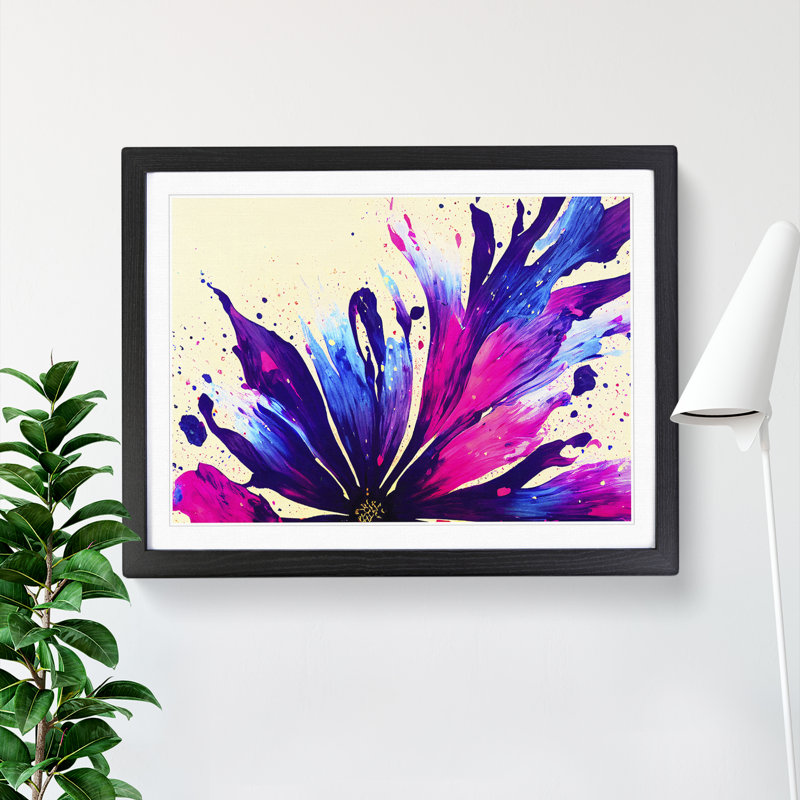 Flower Splash Vol.8 Abstract - Single Picture Frame Painting, 46cm H x 64cm W x 2cm D, Black