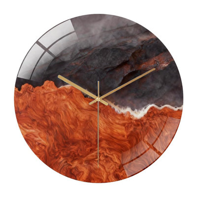Horloge murale 12 po ronde en verre trempé avec mouvement à quartz silencieux