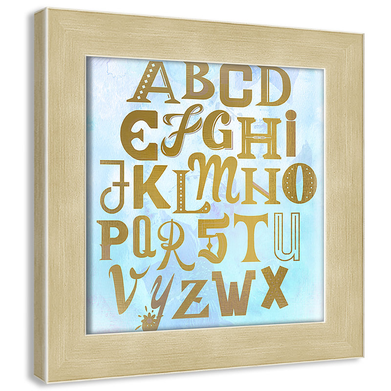Abc Blue », impression sur papier, Encadré plat champagne, H 8 po x l 8 po x P 0,6 po