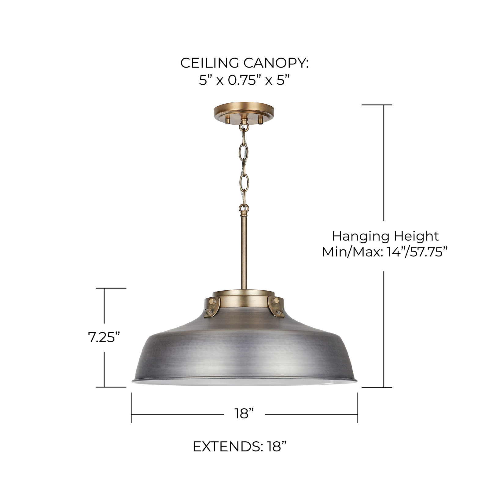 Luzon Single Light Metal Dimmable Pendant, Antique Nickel