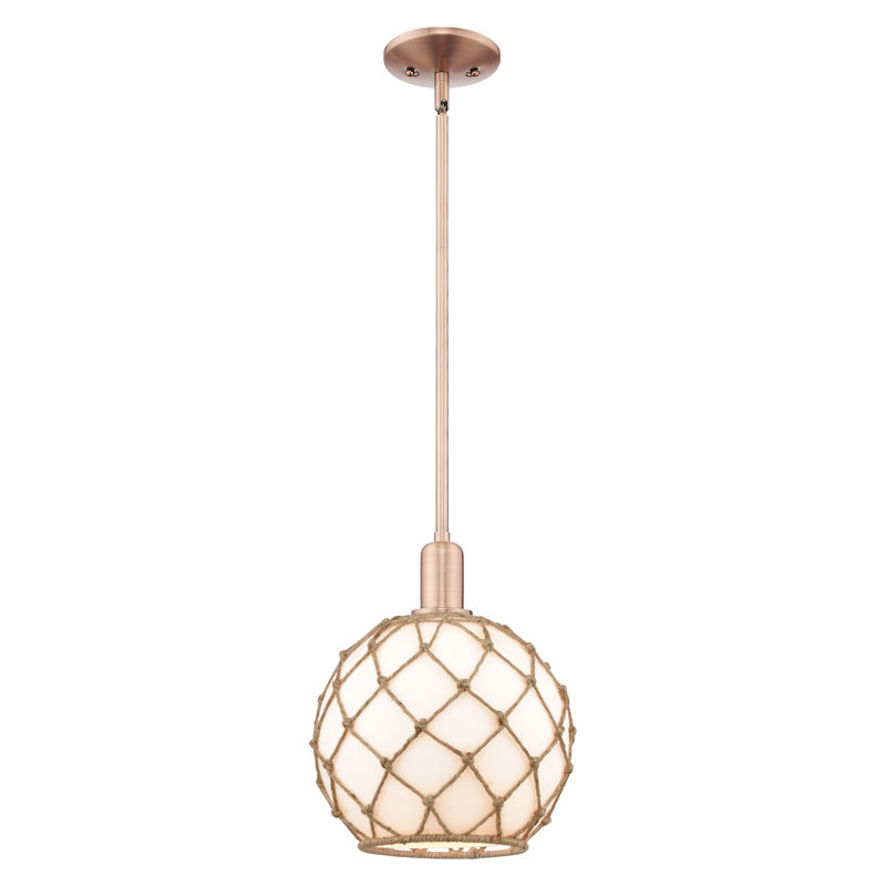 Arcadia - Mini-luminaire suspendu avec tige 10 po 1 lumière, Cuivre antique, H 12,63 po x l 10 po x P 10 po