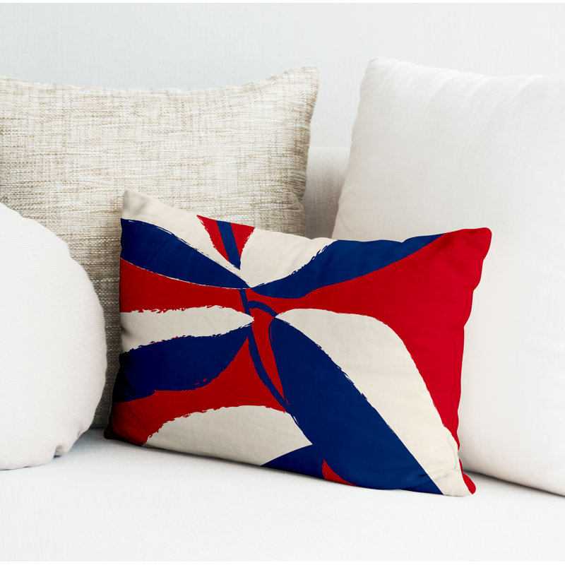 Coussin décoratif intérieur / extérieur en polyester filé Vani, Rouge, H 18 po x l 25 po