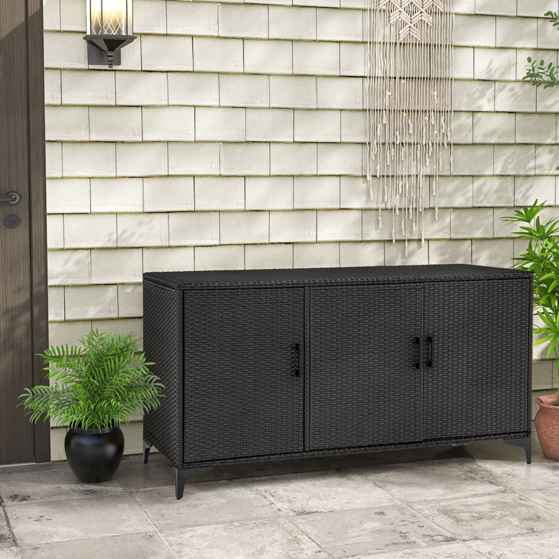 17 Stories Subash 135cm W Wicker Deck Box, Coffee Brown