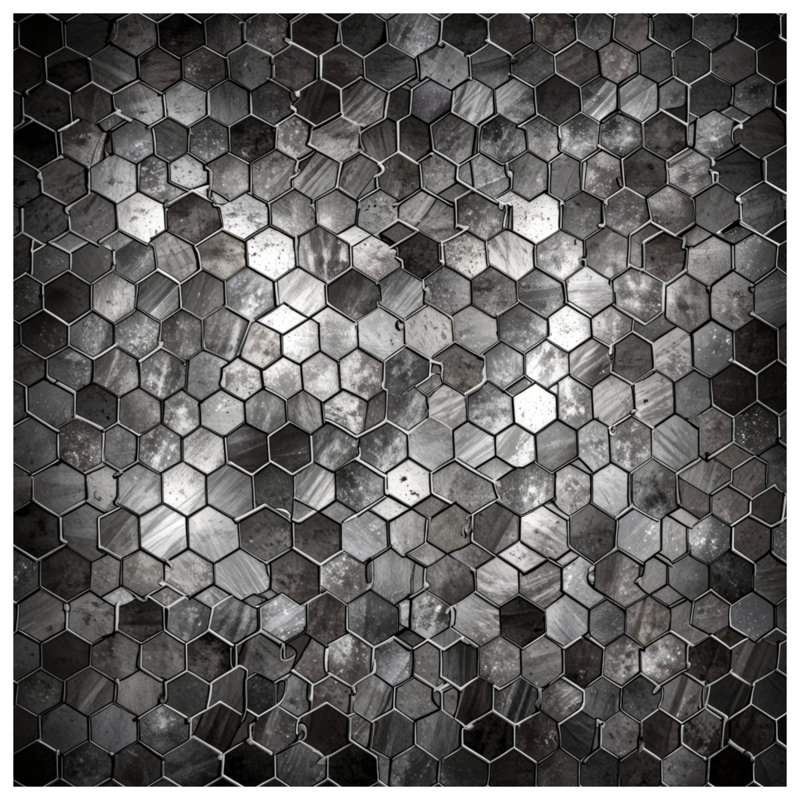 Rideaux de douche Metall Hexagon Tiles, L 70 po x H 72 po