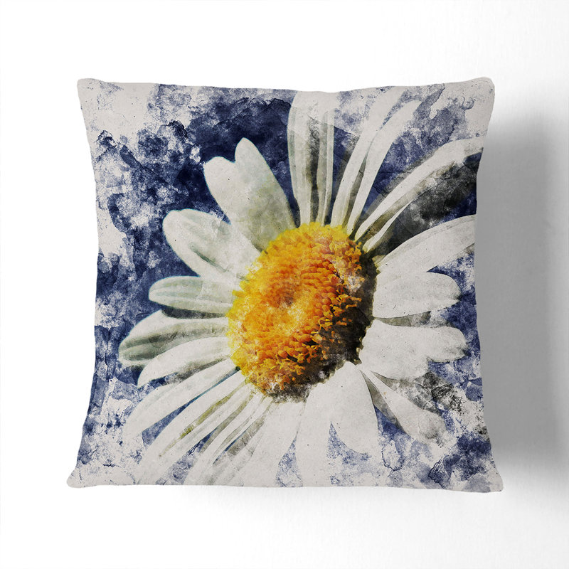 White Daisy Vol.5 Scatter Cushion, 55cm H x 55cm W x 20cm D, Stone