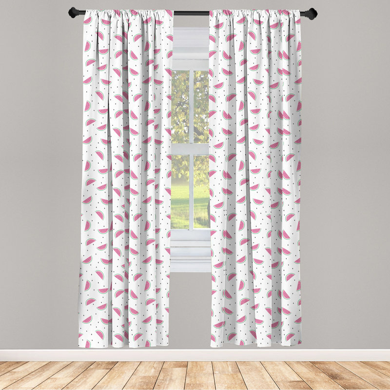 Watermelon Semi-Sheer Rod Pocket Curtain Panels, 28" x 84"