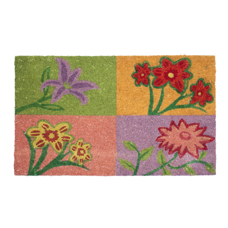 Tapis pour porte d'extérieur 30 po x 18 po Aquene Four Flowers