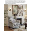 Fauteuil American-Vintage avec structure en bois massif et revêtement en tissu jacquard pour la chambre à coucher et le salon.
