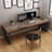 Nut-brown+Black Rectangular Solid Wood+Iron desks-1372761562