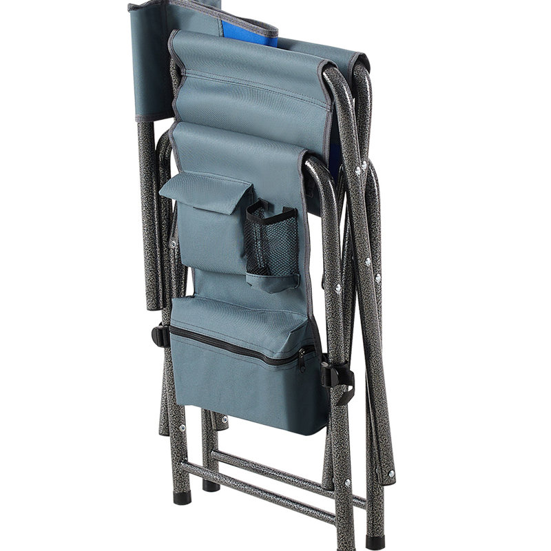 Chaise pliante avec construction - 2 poids léger pour l'extérieur, poches de rangement surdimensionnées bleues / grises