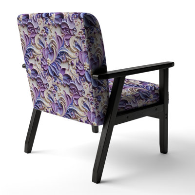 Purple Lavender Persian Paisleys I - Upholstered Bohemian & Eclectic Accent Arm Chair
