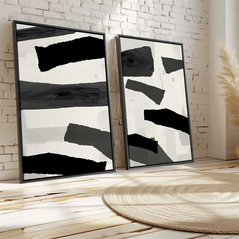 12 "X 8" Sable Layers, ensemble de 2 impressions sur toile dans un cadre en chrome poli, H 12,75 po x l 8,75 po x P 1,75 po