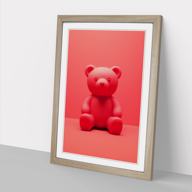 Teddy Bear Minimalism - Framed Print, Oak , 46cm H x 34cm W x 2cm D