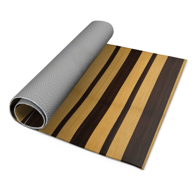 Tapis intérieur / extérieur jaune HorizontalStripes, Rectangulaire 3 pi x 5 pi