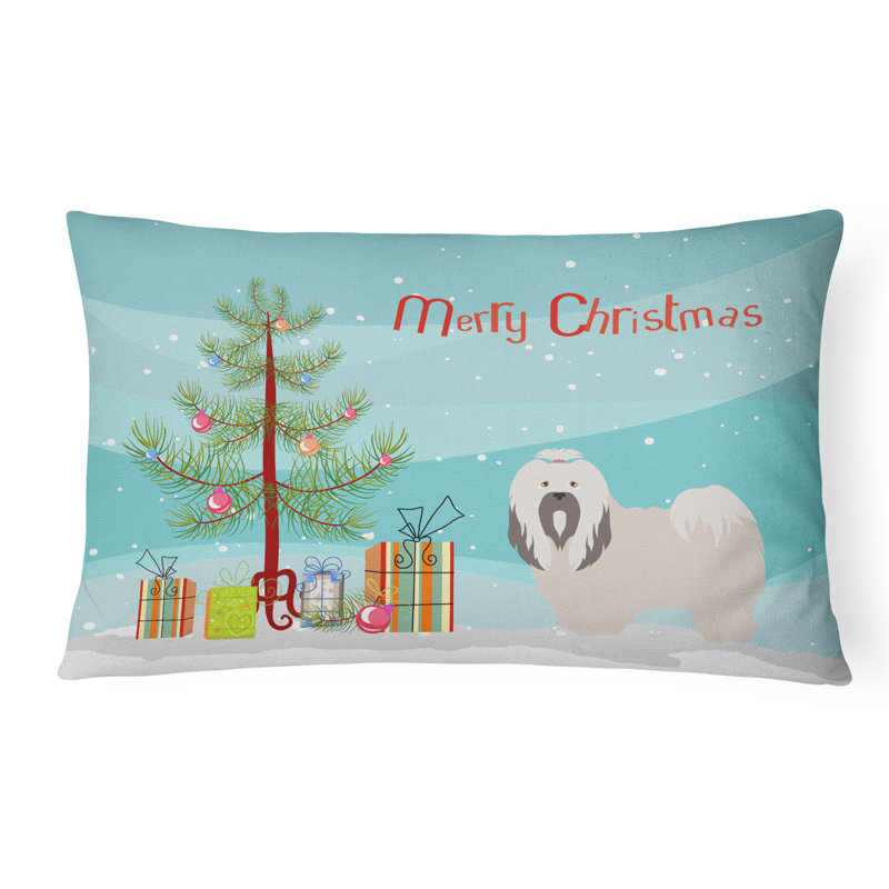  Coussin intérieur / extérieur Lhasa Apso Christmas