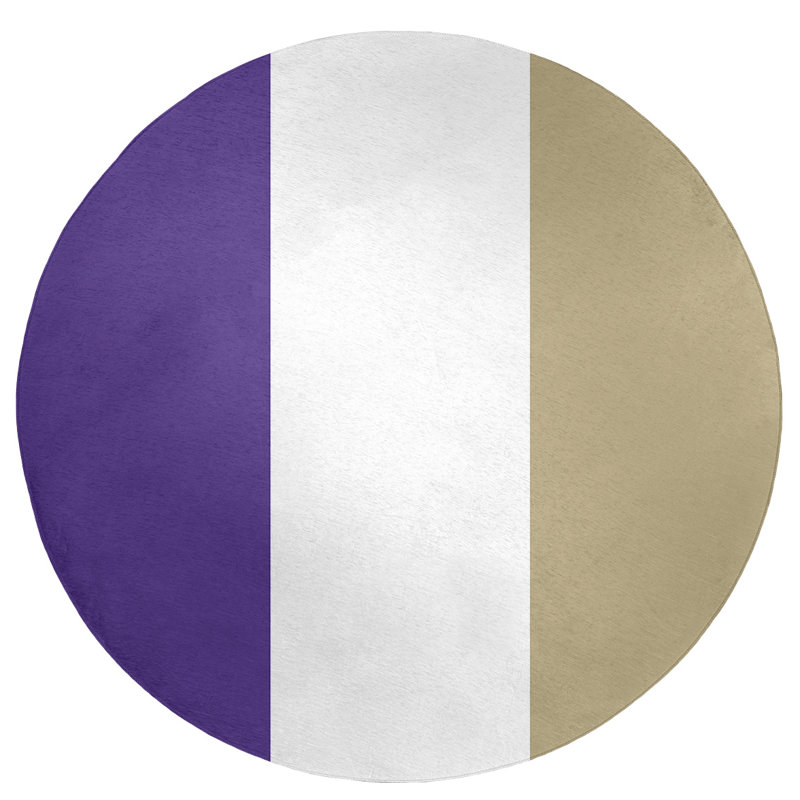 Tapis mauve/beige, Rond 5 pi