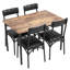 Brown Dining Table Set for 4 Rectangular Kitchen Table with 4 Upholstered Chairs 5 Piece Dining Room Table Set for Apartment, Studio, Small Space, Sturdy & Space-Saving-1828539102