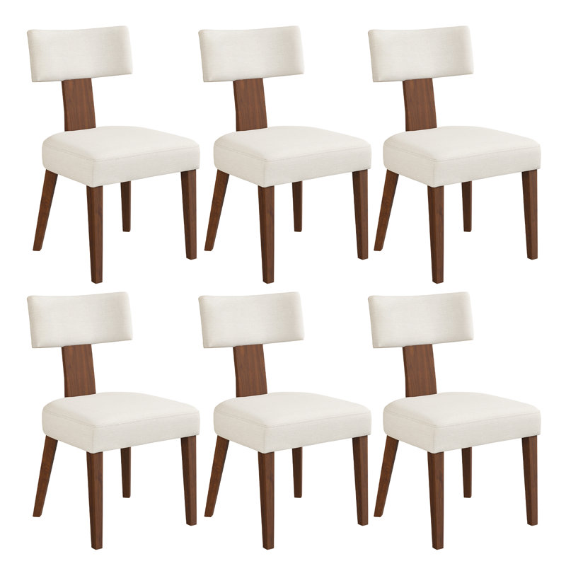 Chaises de salle à manger rembourrées Culbane avec structure en bois massif (ensemble de 6), Beige