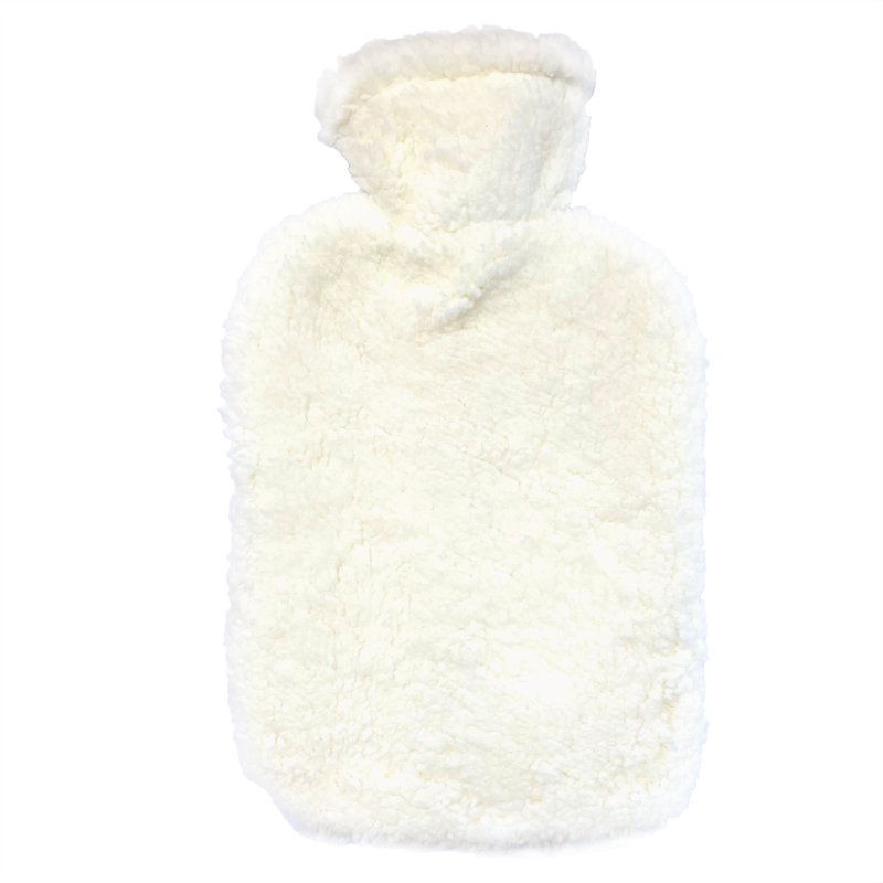 Plush Sherpa Reverse Tired Dog Grey Hot Water Bottle