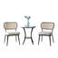 Col 3Pc Accent Table And Chair Set, Black Legs, Glass Top, Padded Seat