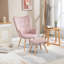 Acantha Velvet Accent Chair with Footstool-1117332185