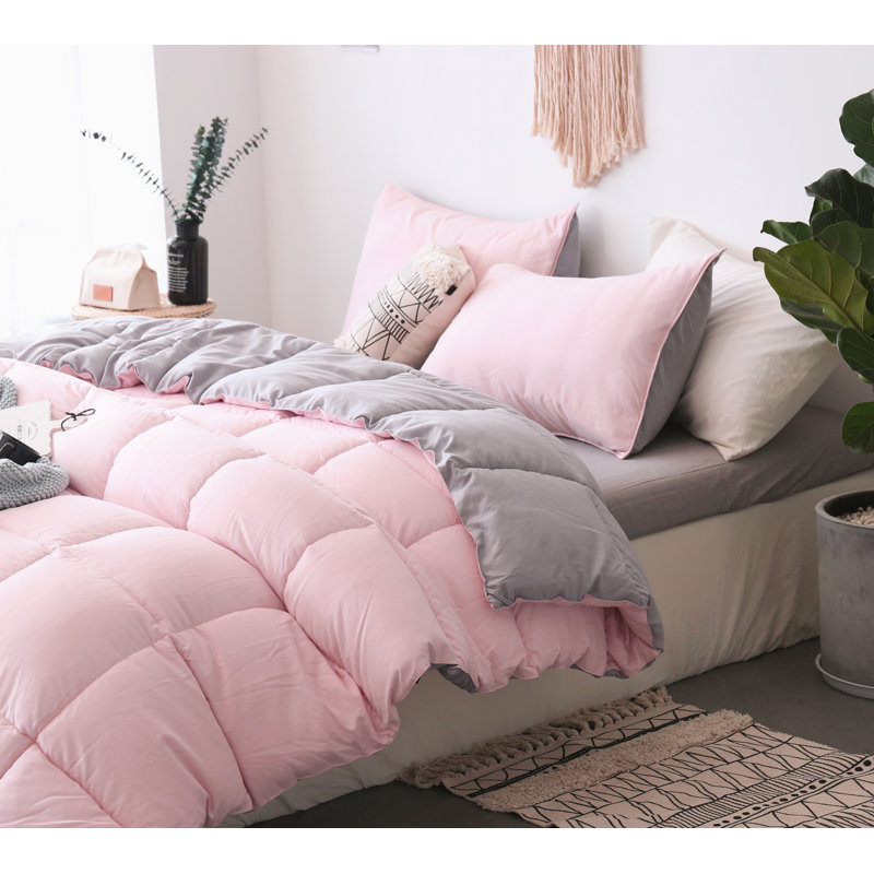 Twin Pink and Silver Reversible Microfiber Duvet Set