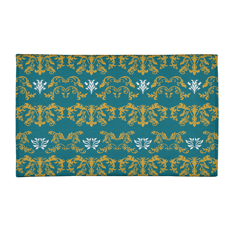 Tapis jaune / vert Damask, Rectangle 3 pi x 5 pi