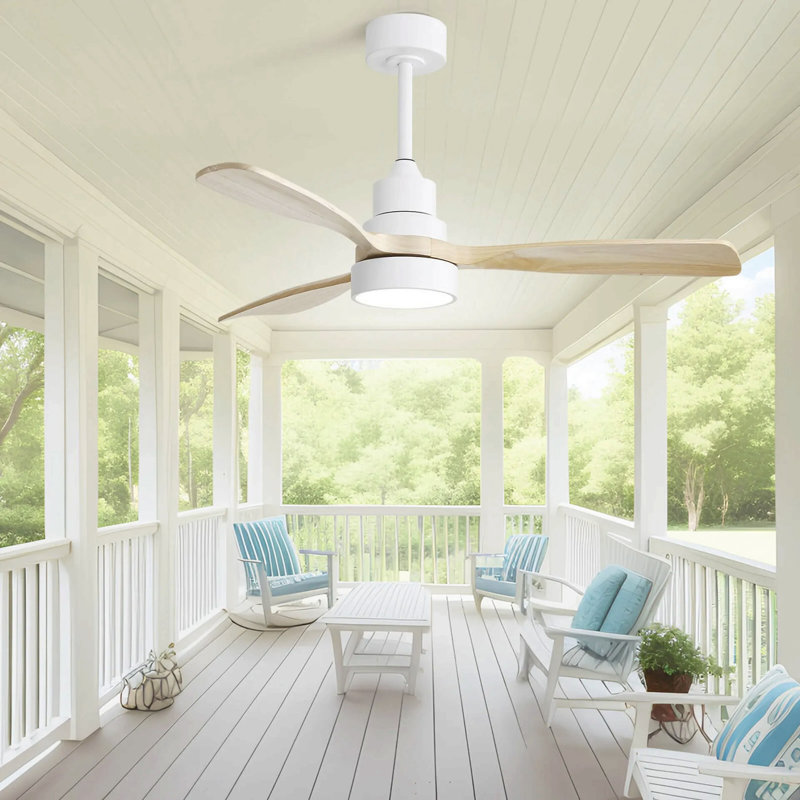 Ventilateur de plafond en bois massif 48 pouces avec moteur à courant continu réversible à intensité variable 6 vitesses