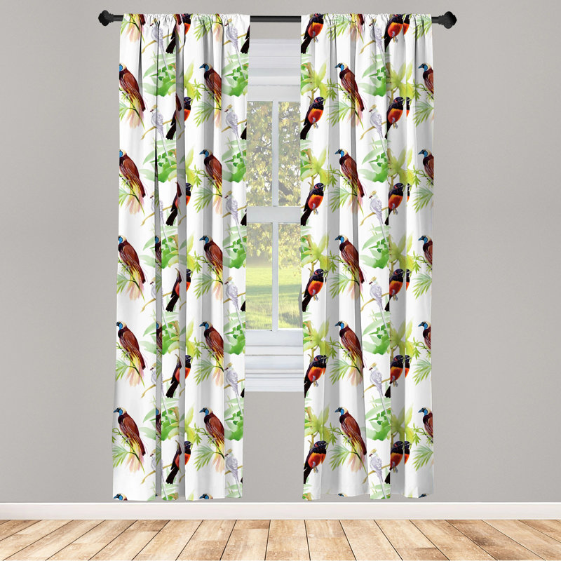 Tropical Semi-Sheer Rod Pocket Curtain Panels, 28" x 84"