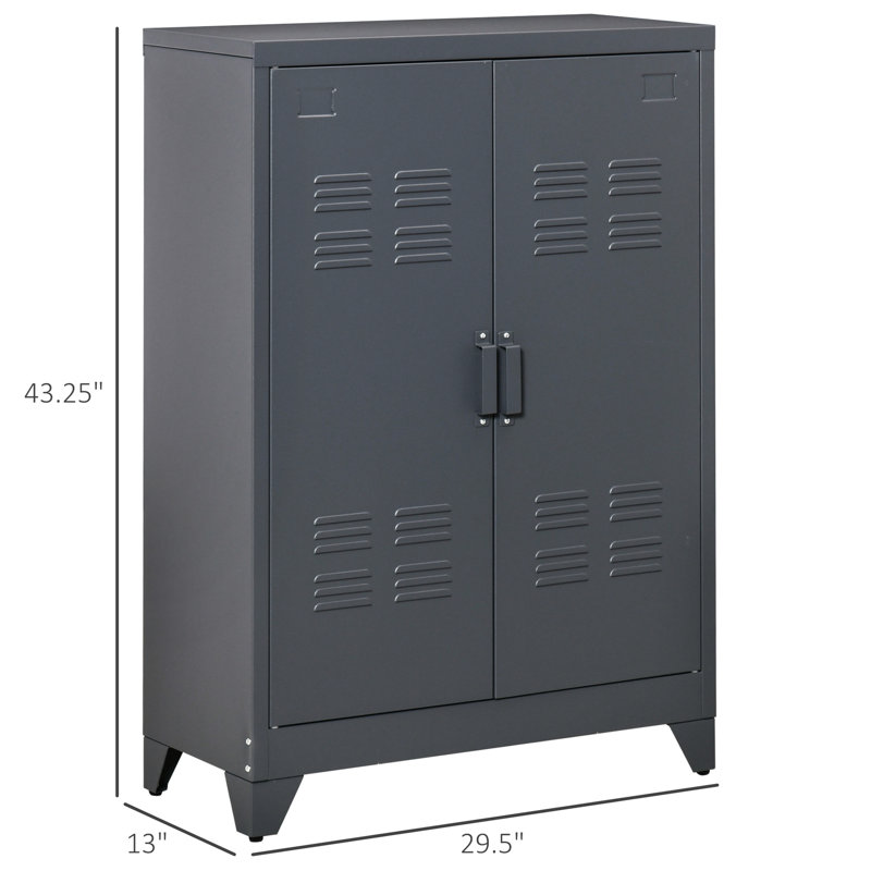 Industrial Gray Tool Cabinet - Comes With 3 Shelves For Tools Utility Storage With Items