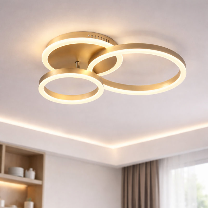Kucharski LED Semi Flush Mount 3-light ring gold
