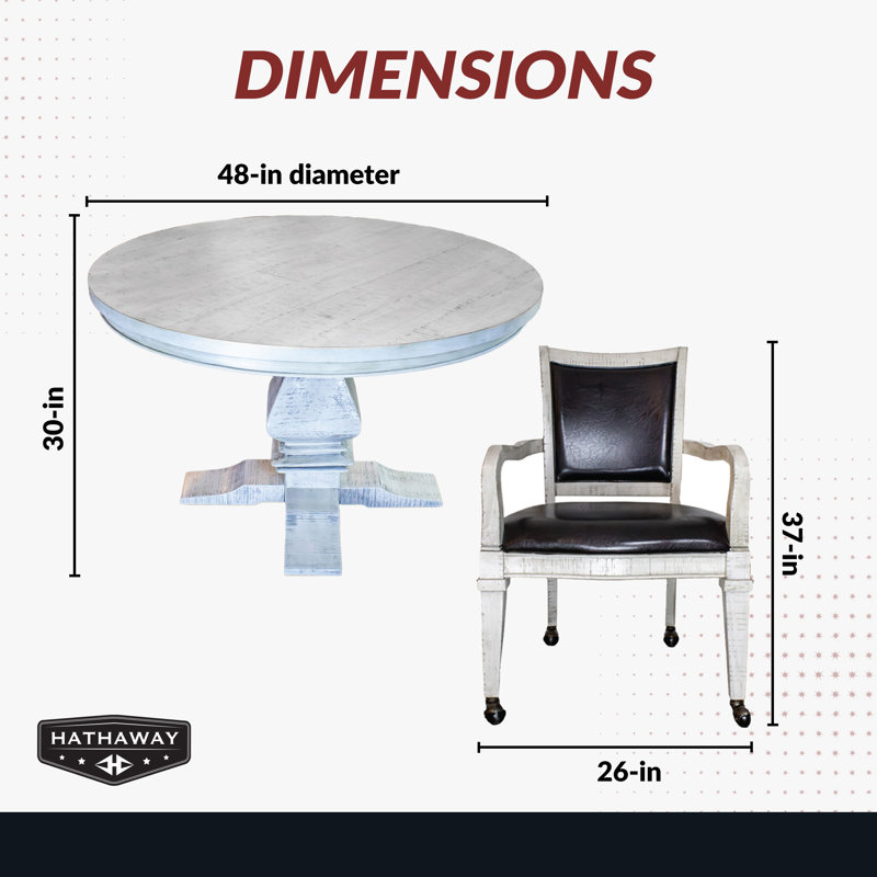 Ensemble de table de poker et de chaises rondes 2 en 1 Hathaway Montecito pour salle à manger et salle de jeux - Bois franc de qualité mobilier, pieds de piédestal robustes, porte-boissons, fentes pour jetons et 4 chaises de table de poker - Bois flottant
