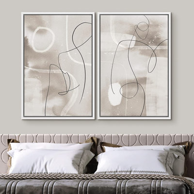 Ensemble de 2 peintures encadrées sur toile
