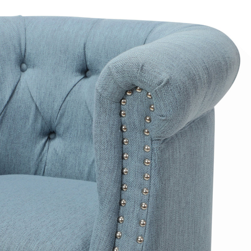  Chaise de lecture avec canapé et repose-pieds, Tissu bleu