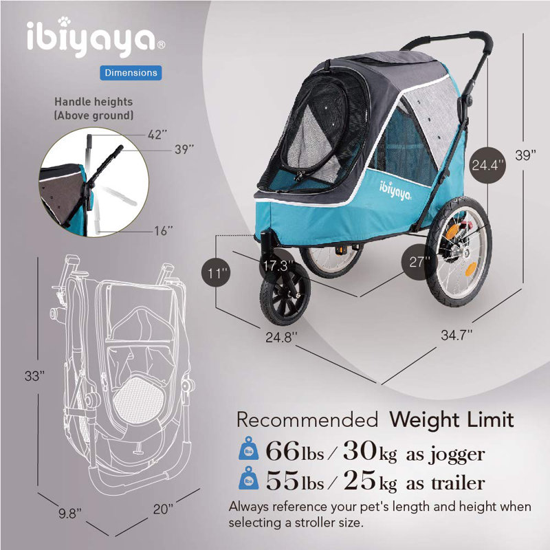 Happy Pet Trailer / Jogger 2.0, Bleu océan