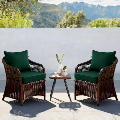 Ensemble de 2 coussins de patio 22 x 24 po, 2 coussins de siège d'extérieur résistants à la décoloration avec 4 paires d'attaches, coussin de siège profond pour chaises de patio, meubles en rotin, sièges en osier, chaise Adirondack d'extérieur, vert foncé