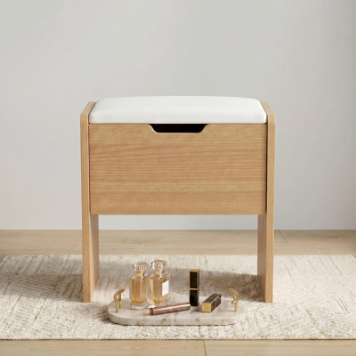 Tabouret de coiffeuse 2 en 1 avec rangement caché, banc de rangement rembourré pour chambre à coucher et espace de maquillage - disponible en 2 couleurs
