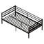 Lit simple en métal noir, lit mezzanine moderne, garde-corps de 11,8 po, pieds de soutien, rangement de 10,9 po, surface lisse et patins protecteurs pour le style loft de l'utilisateur, rails latéraux en acier allié,