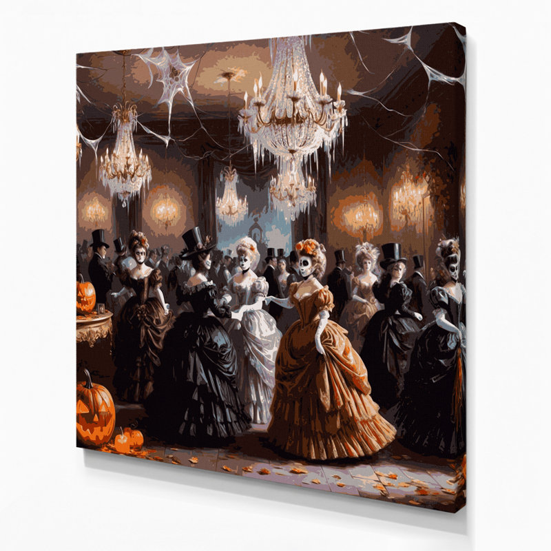 Halloween, art de fête d'Halloween antique, art mural sur toile brune, H 12 po x l 12 po