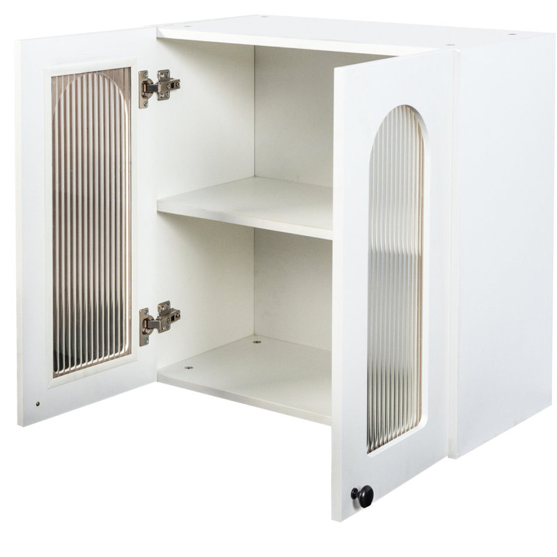 Armoire suspendue à porte vitrée cintrée pour cuisine ou corridor - Spacieuse et polyvalente, largeur d'emballage de 15,55 pouces, solution de rangement murale polyvalente pour salle de bain.